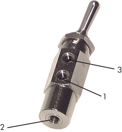 Exemplarische Darstellung: 3/2-Wege-Kipphebelventil mit Innengewinde